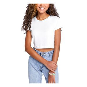 SUNDOWN BY SPLENDID Womens White Stretch Short Sleeve Crew Neck Crop Top S